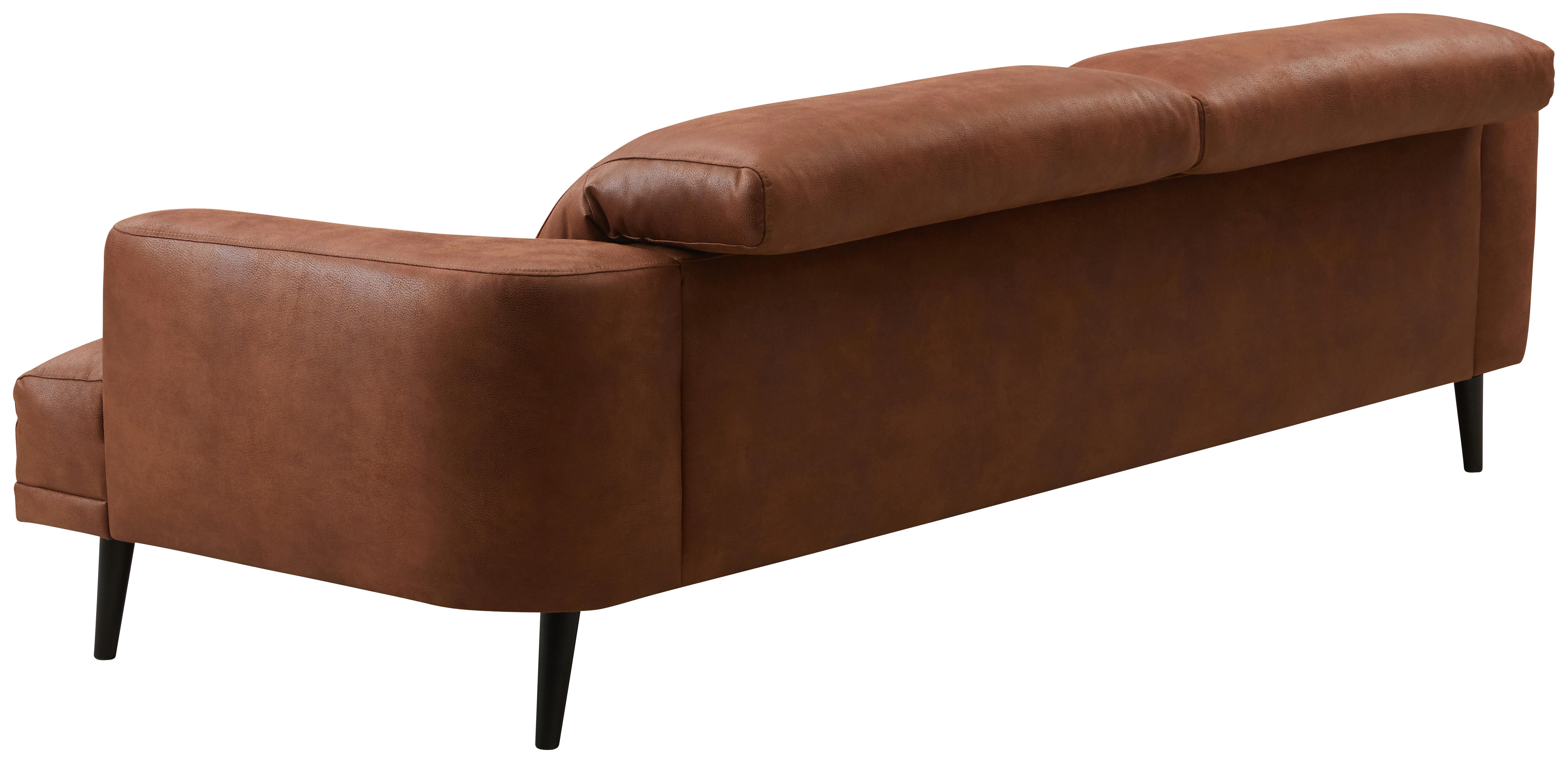 SOFFA in kombination läder/tyg brun  - brun/svart, Design, läder/trä (214/76/90/106cm) - Pure Home Comfort