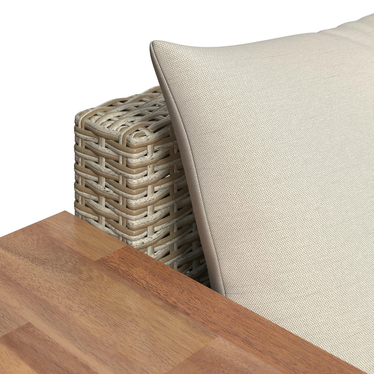 GARTENSET 3-teilig Webstoff Akaziemassiv Stahl 3-teilig  - Beige/Akaziefarben, MODERN, Holz/Kunststoff (118/184cm) - Ambia Garden