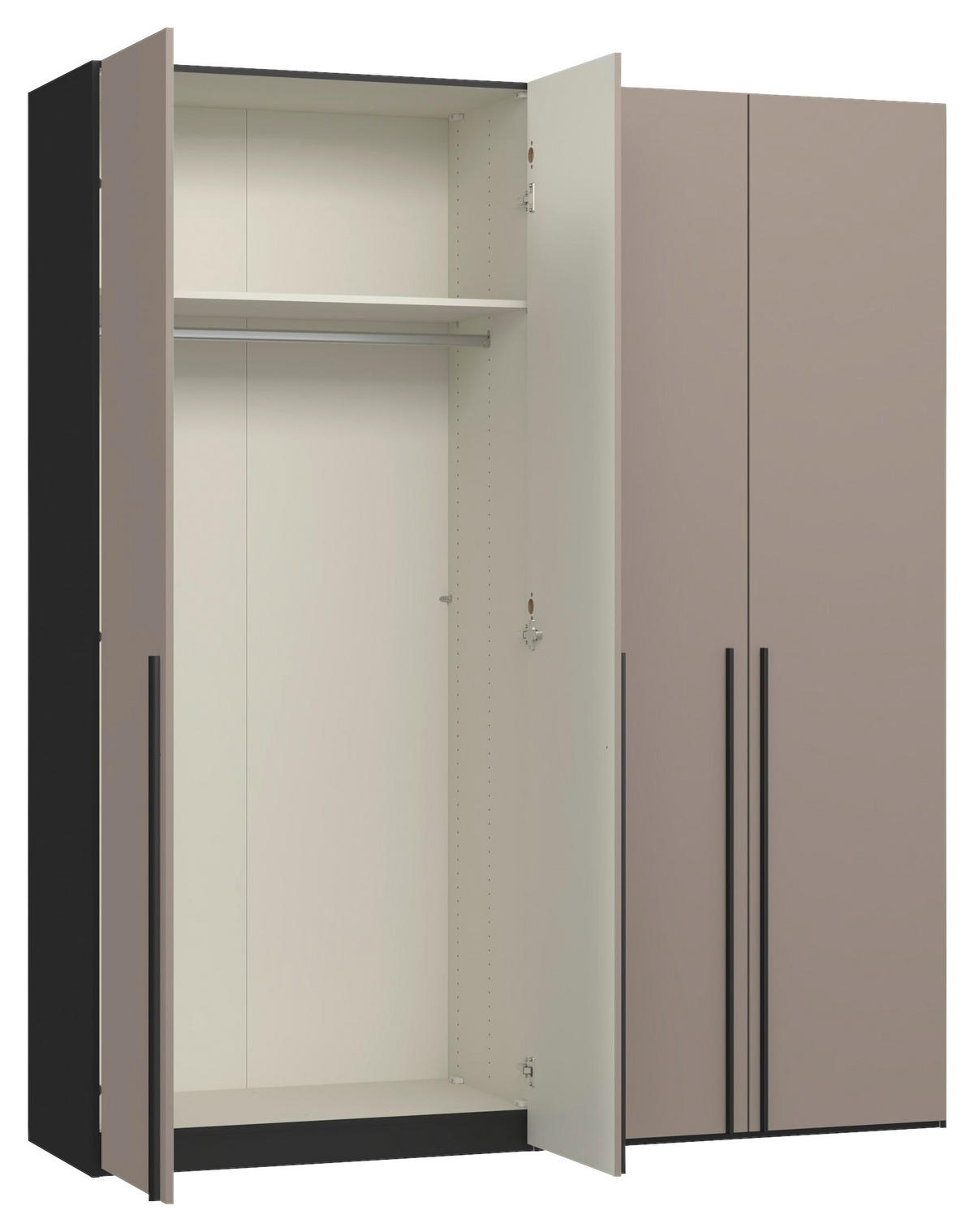 DREHTÜRENSCHRANK 203/236/59 cm,  in Schwarz, Hellbraun, 4-türig  - Hellbraun/Schwarz, Design, Holzwerkstoff/Metall (203/236/59cm) - Jutzler