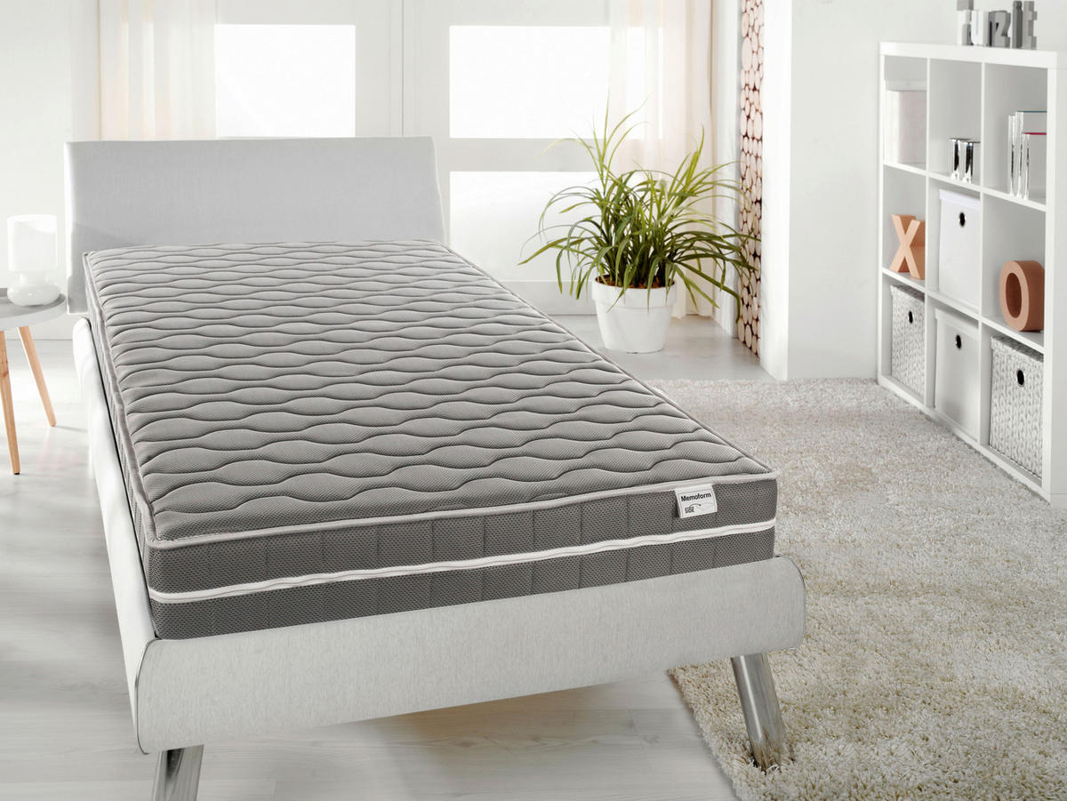 VISCOMATRATZE 90/200 cm Höhe ca. 16 cm 7 -Zonen - Hellgrau, Basics, Textil (90/200cm) - P & B