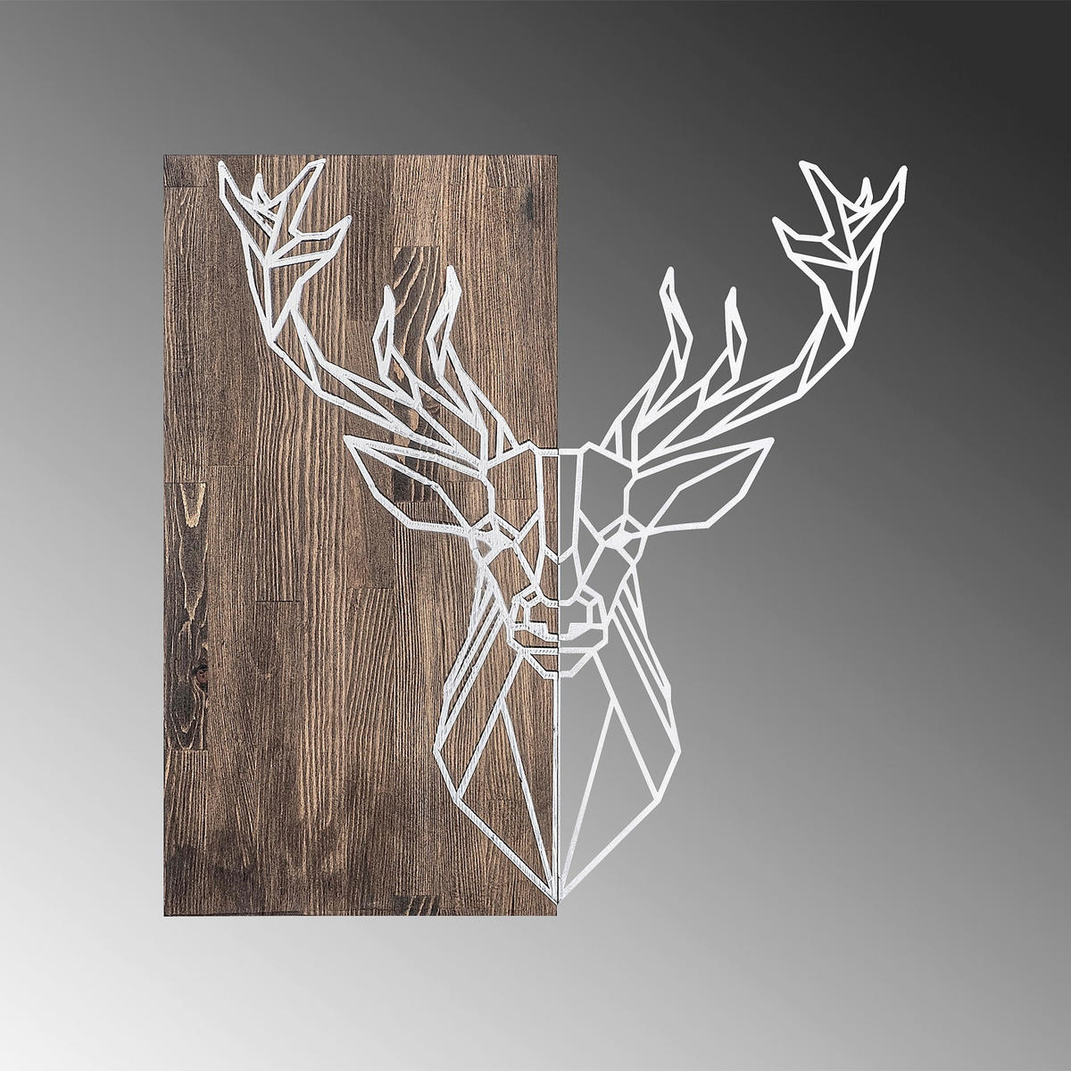 WANDDEKO Holz, Metall  - Silberfarben/Walnussfarben, Basics, Holz/Metall (56/58cm) - X-Mas