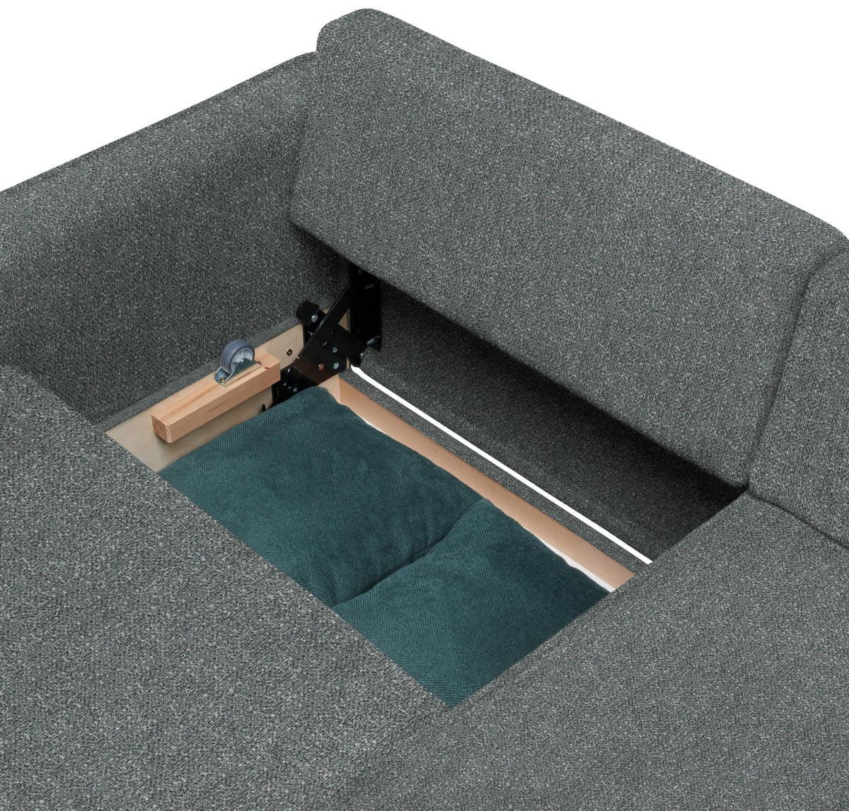 ECKSOFA  in Mikrovelours Graugrün  170/237 cm  - Eichefarben/Graugrün, KONVENTIONELL, Holz/Textil (170/237cm) - Sedda