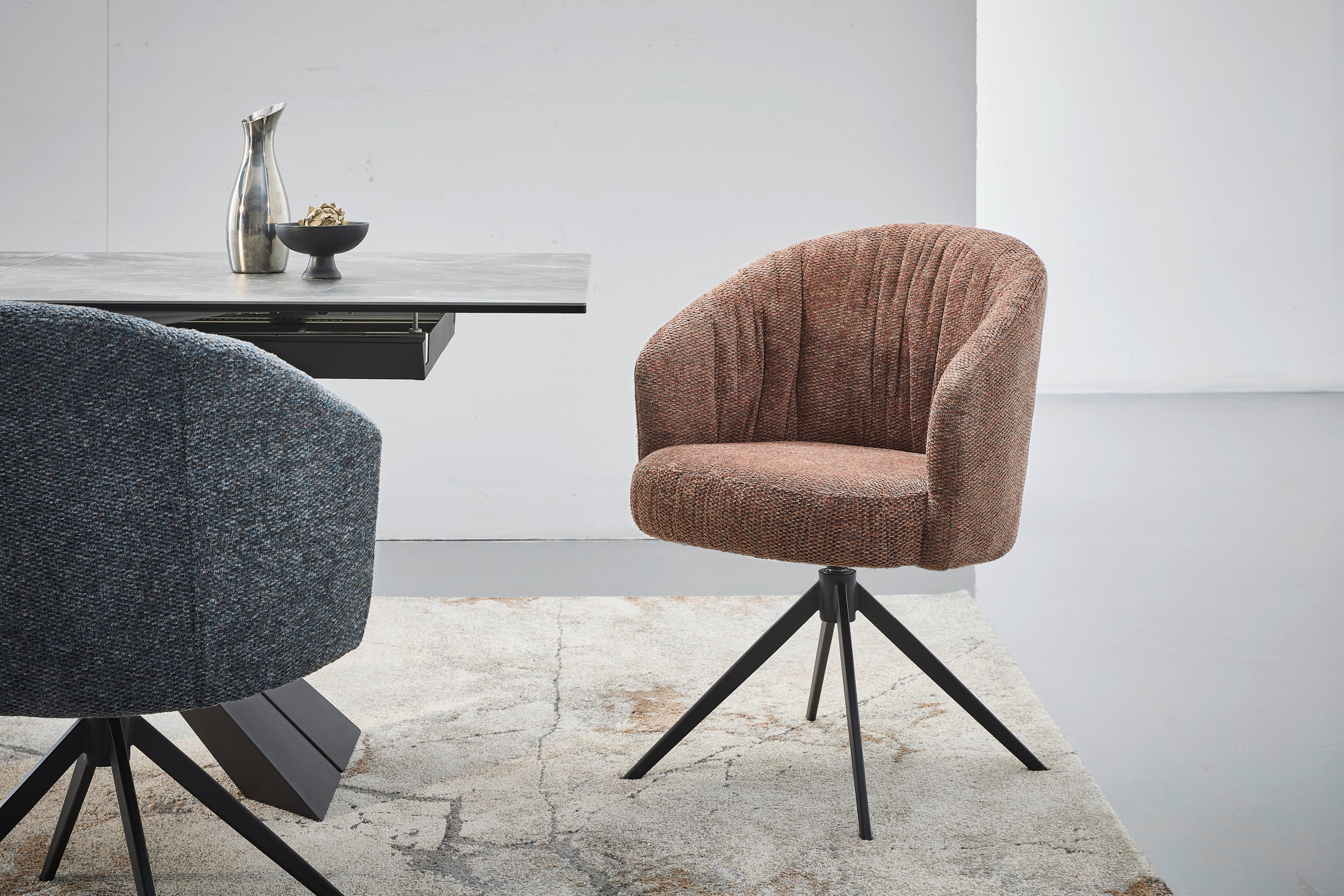 ARMLEHNSTUHL  in Eisen Chenille  - Cognac/Schwarz, Design, Textil/Metall (63/81,5/62,5cm) - Dieter Knoll