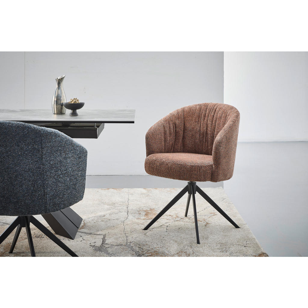 Thumbnail - Dieter Knoll Armlehnstuhl, Schwarz, Cognac, Metall, Textil, Drehkreuz, 63x81.5x62.5 cm, Sitzfläche 360° drehbar, automat...