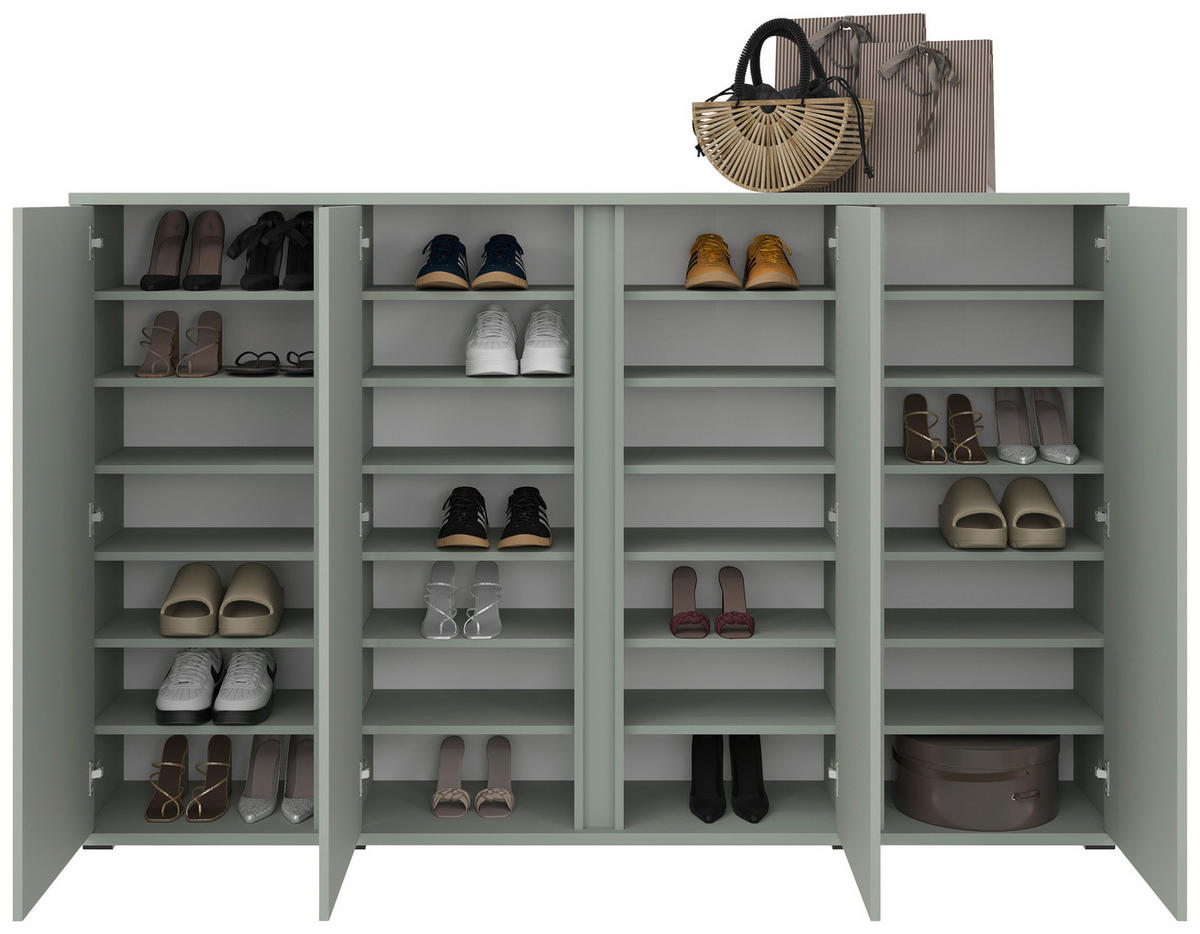 SCHUHSCHRANK Grün  - Grau/Grün, Design, Holzwerkstoff/Kunststoff (192,7/120/33,8cm) - Xora