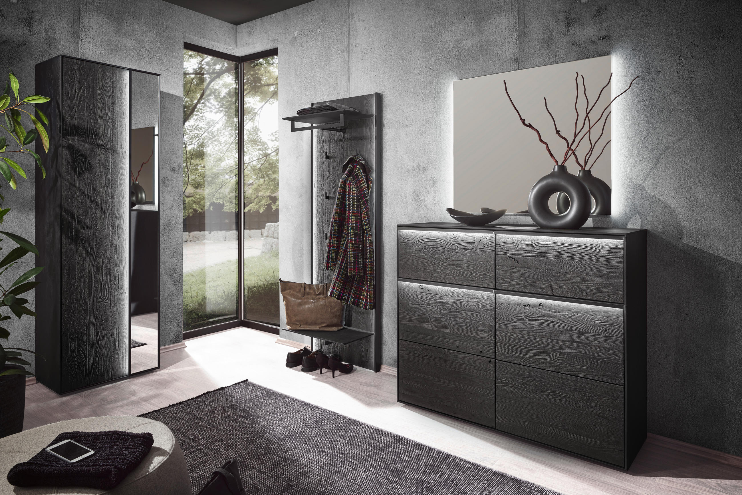 GARDEROBENPANEEL  in 58/183/35 cm  - Anthrazit, Design, Holz/Metall (58/183/35cm) - Johann Jakob