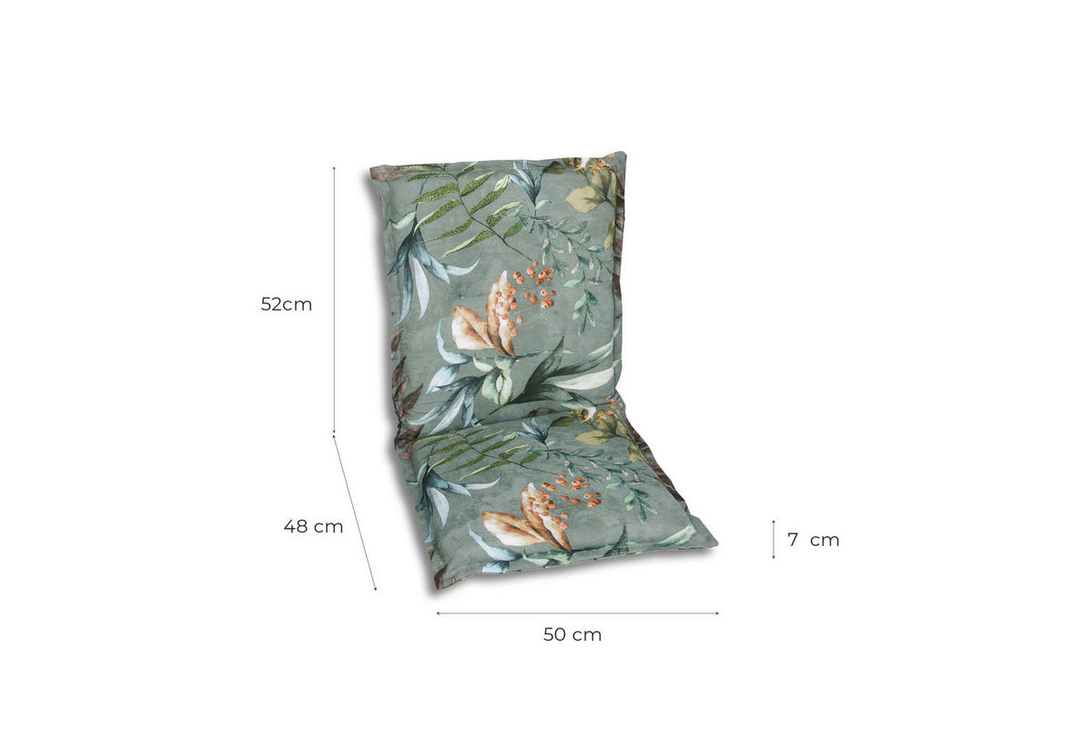 SESSELAUFLAGENSET Blätter  - Graublau/Braun, Basics, Textil (50/7/100cm)