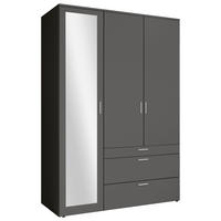 DULAP CU UșI ROTATIVE, 135/195/56 cm, grafit - grafit/culoare aluminiu, Modern, plastic/sticlă (135/195/56cm) - Livetastic