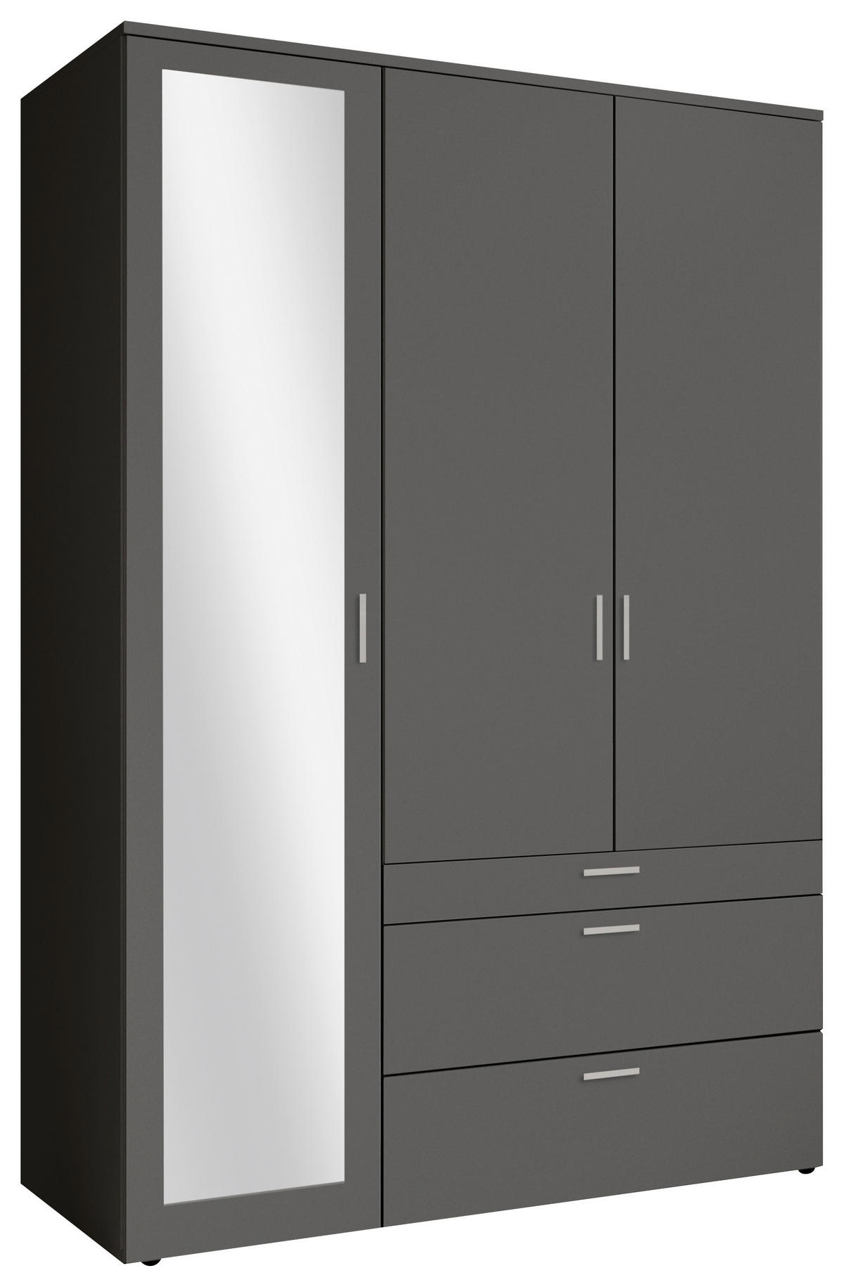 DULAP CU UșI ROTATIVE, 135/195/56 cm, grafit - grafit/culoare aluminiu, Modern, plastic/sticlă (135/195/56cm) - Livetastic