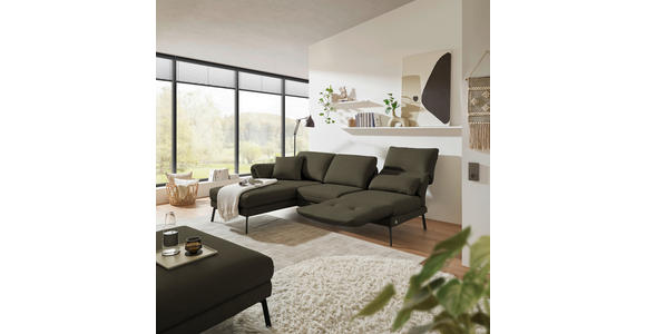 ECKSOFA  in Flachgewebe Dunkelgrün  175-224/255-365 cm  - Dunkelgrün/Schwarz, Design, Textil/Metall (175-224/255-365cm) - Dieter Knoll