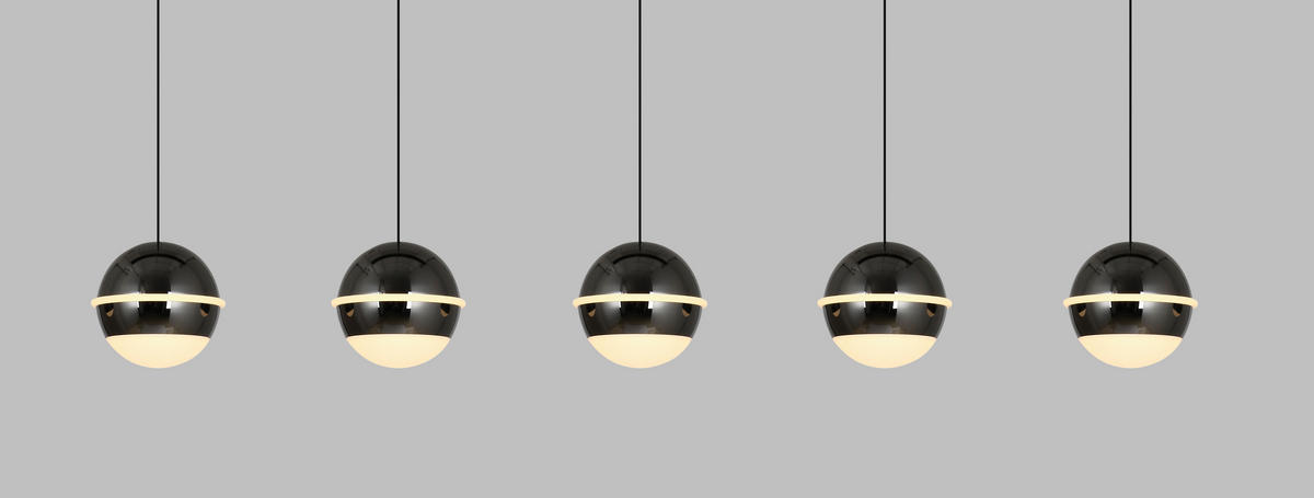 LED-HÄNGELEUCHTE Biarritz 95/150/15 cm  - Schwarzchrom, Design, Kunststoff/Metall (95/150/15cm)
