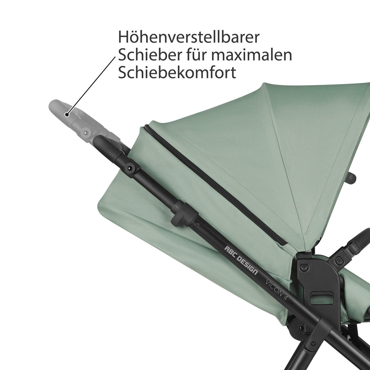 KINDERWAGENSET  Vicon 4  Pine  - Pastellgrün/Schwarz, Basics, Textil/Metall (91/61/110cm) - ABC Design