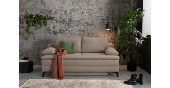 BOXSPRINGSOFA in Cord Taupe - Taupe/Schwarz, Design, Textil/Metall (200/100/108cm) - Novel