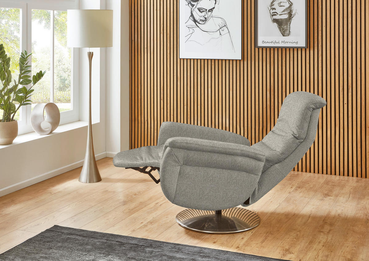 RELAXSESSEL Textil Schilfgrün  - Schilfgrün/Edelstahlfarben, Konventionell, Textil/Metall (79/112/94cm) - Beldomo Premium
