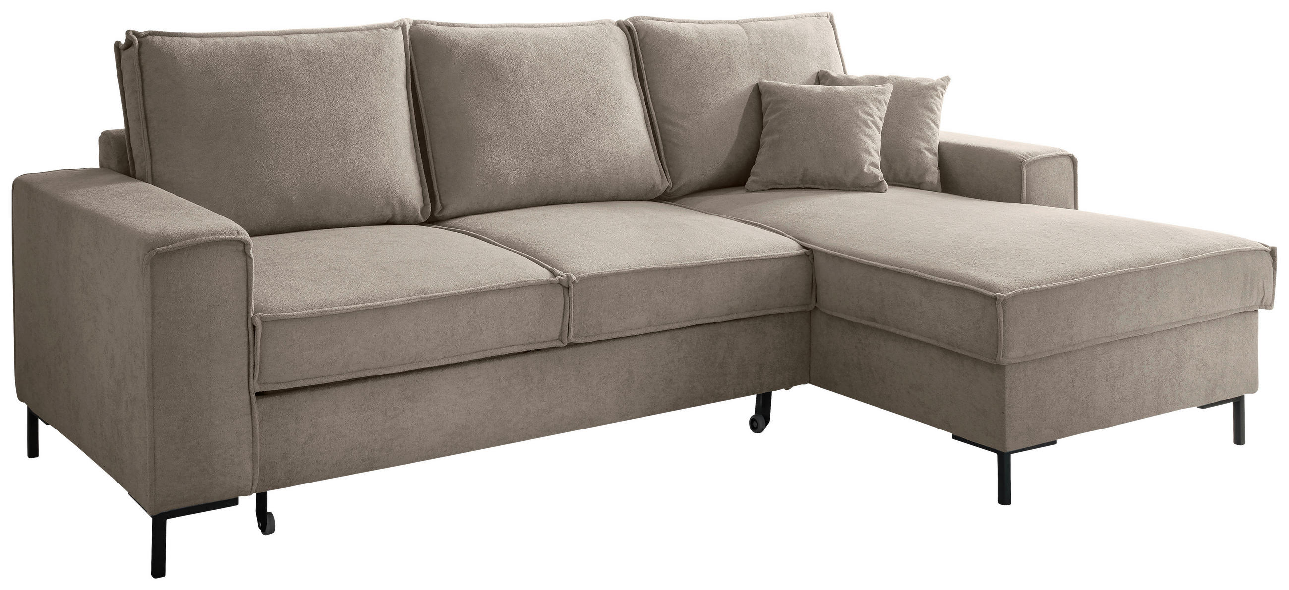 ECKSOFA in Mikrofaser Taupe  - Taupe/Schwarz, MODERN, Textil/Metall (240/150cm) - Livetastic