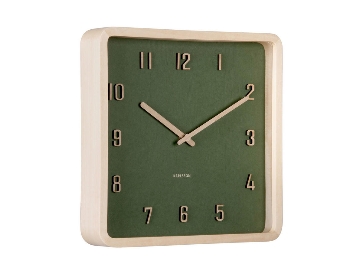 WANDUHR Dunkelgrün 26/26/5.3 cm  - Dunkelgrün, Basics, Holz (26/26/5.3cm) - Karlsson