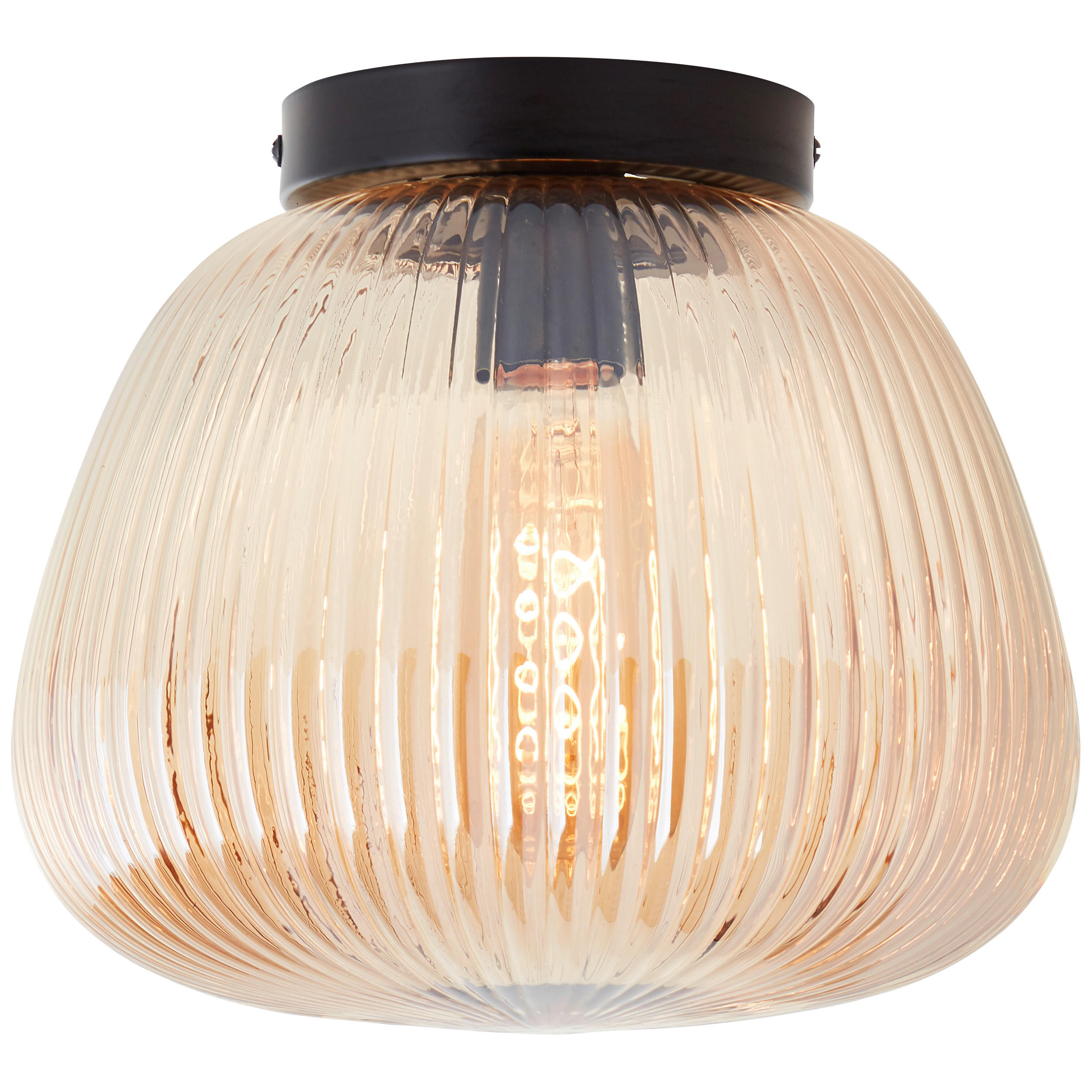 DECKENLEUCHTE  25/21,8 cm    - Bernsteinfarben/Schwarz, Basics, Glas/Metall (25/21,8cm) - Brilliant
