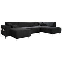 WOHNLANDSCHAFT Dunkelgrau Cord  - Dunkelgrau/Schwarz, Textil/Metall (165/330/192cm) - MID.YOU