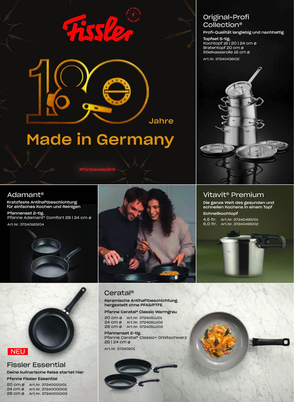 KOCHTOPFSET ORIGINAL-PROFI COLLECTION® 5-teilig  - Silberfarben, Design, Metall - Fissler