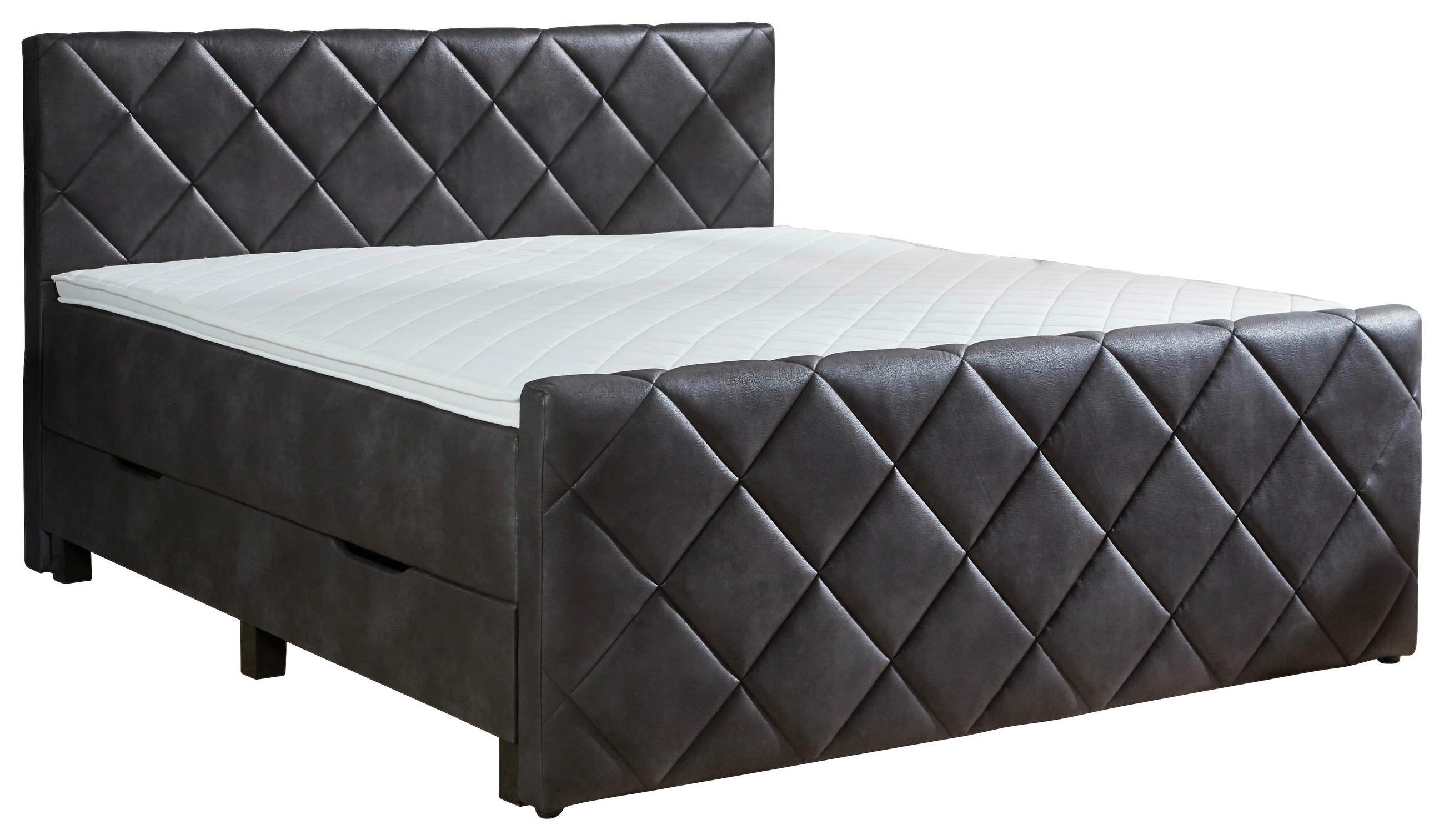 BOXSPRINGBETT 180/200 cm  in Anthrazit  - Anthrazit/Schwarz, KONVENTIONELL, Kunststoff/Textil (180/200cm) - home24