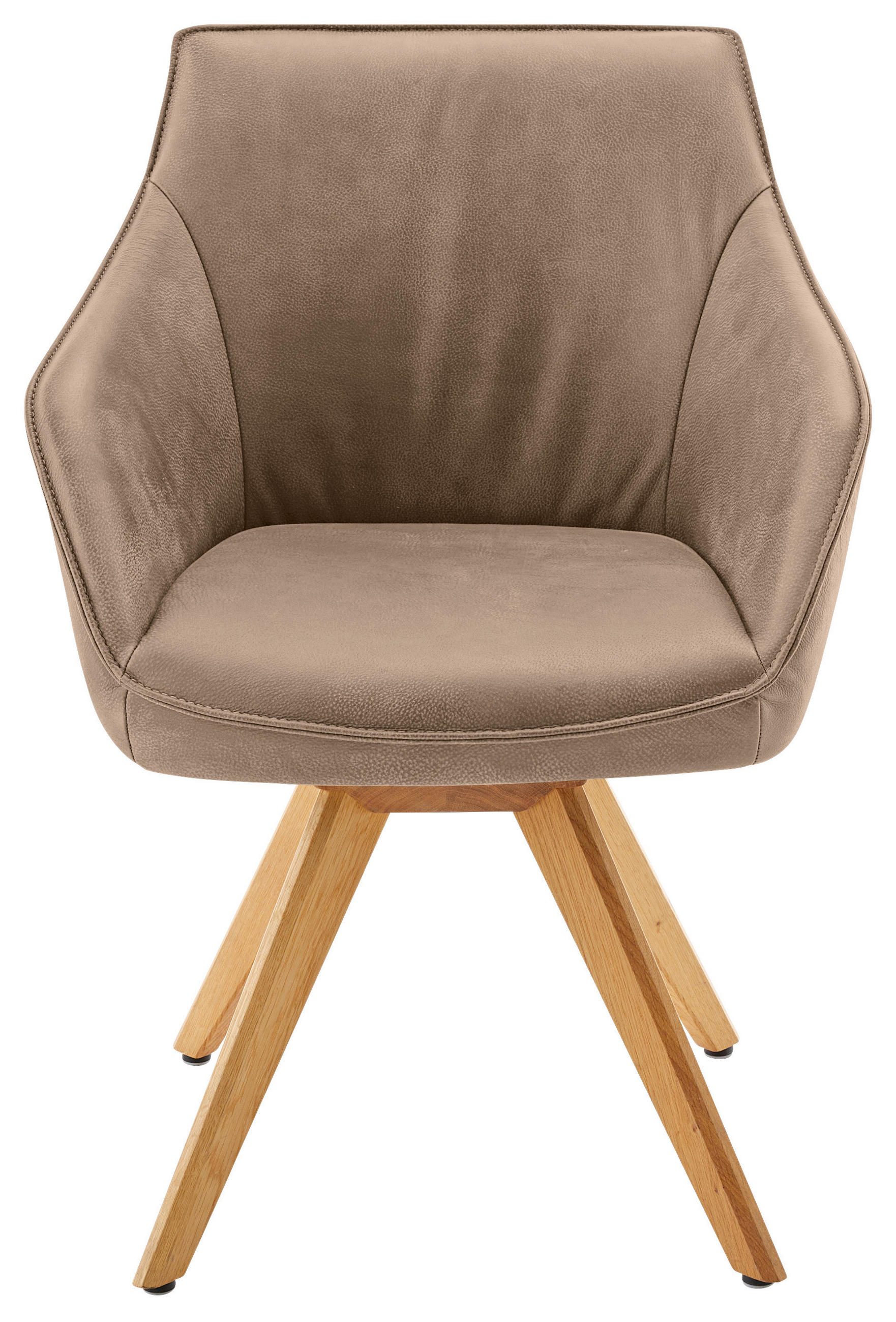 ARMLEHNSTUHL  in Echtleder naturbelassen  - Eichefarben/Beige, Design, Leder/Holz (60/84/67cm) - Koinor