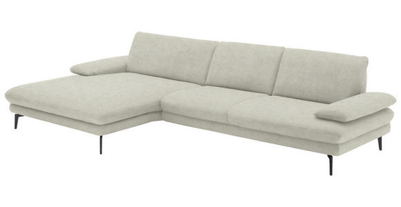 ECKSOFA in Velours Ecru 180/310 cm - Ecru/Schwarz, Design, Textil/Metall (180/310cm) - Dieter Knoll