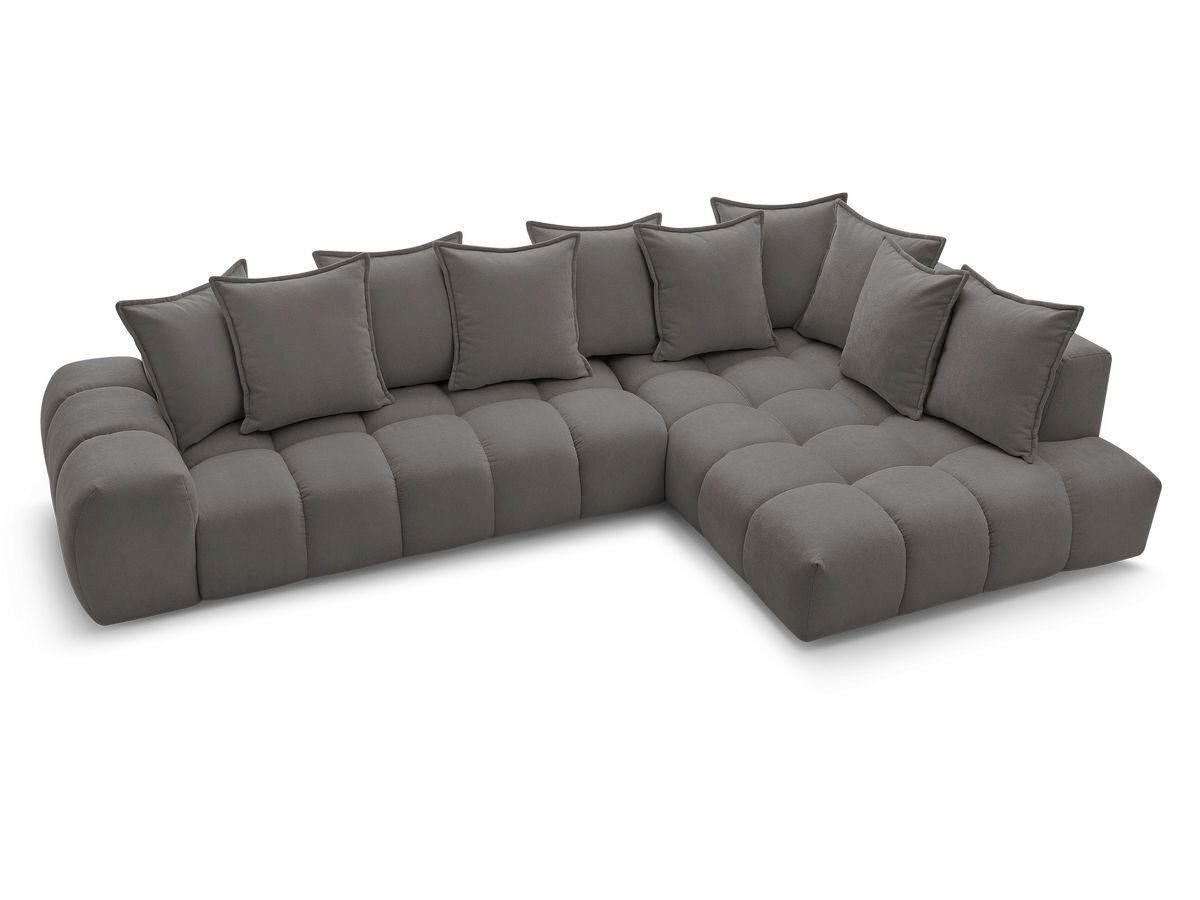 ECKSOFA Ottomane rechts  EVEREST Dunkelgrau Struktur  - Dunkelgrau/Schwarz, MODERN, Kunststoff/Textil (352/210cm) - Livetastic