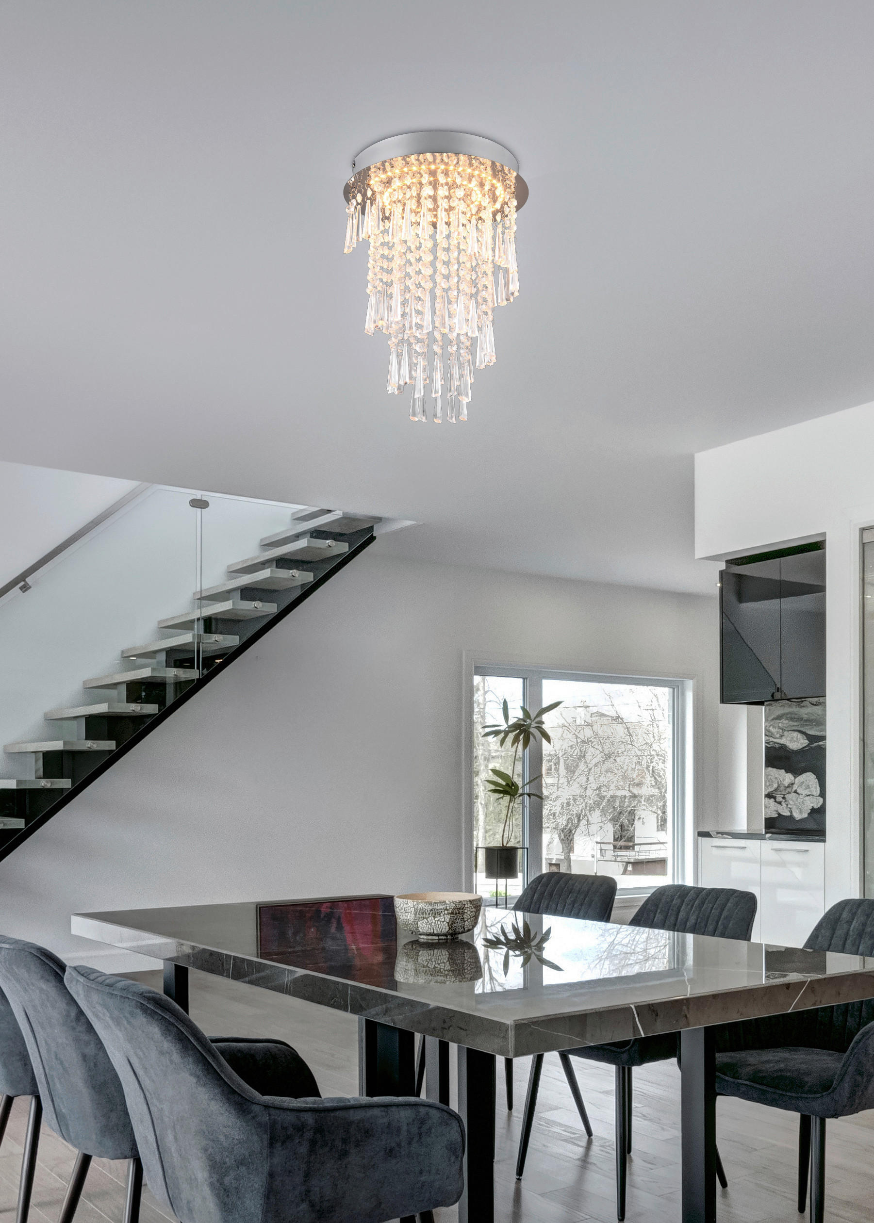 LED-TAKLAMPA 30.0/40.0 cm  - kromfärg/transparent, Klassisk, metall/plast (30.0/40.0cm)