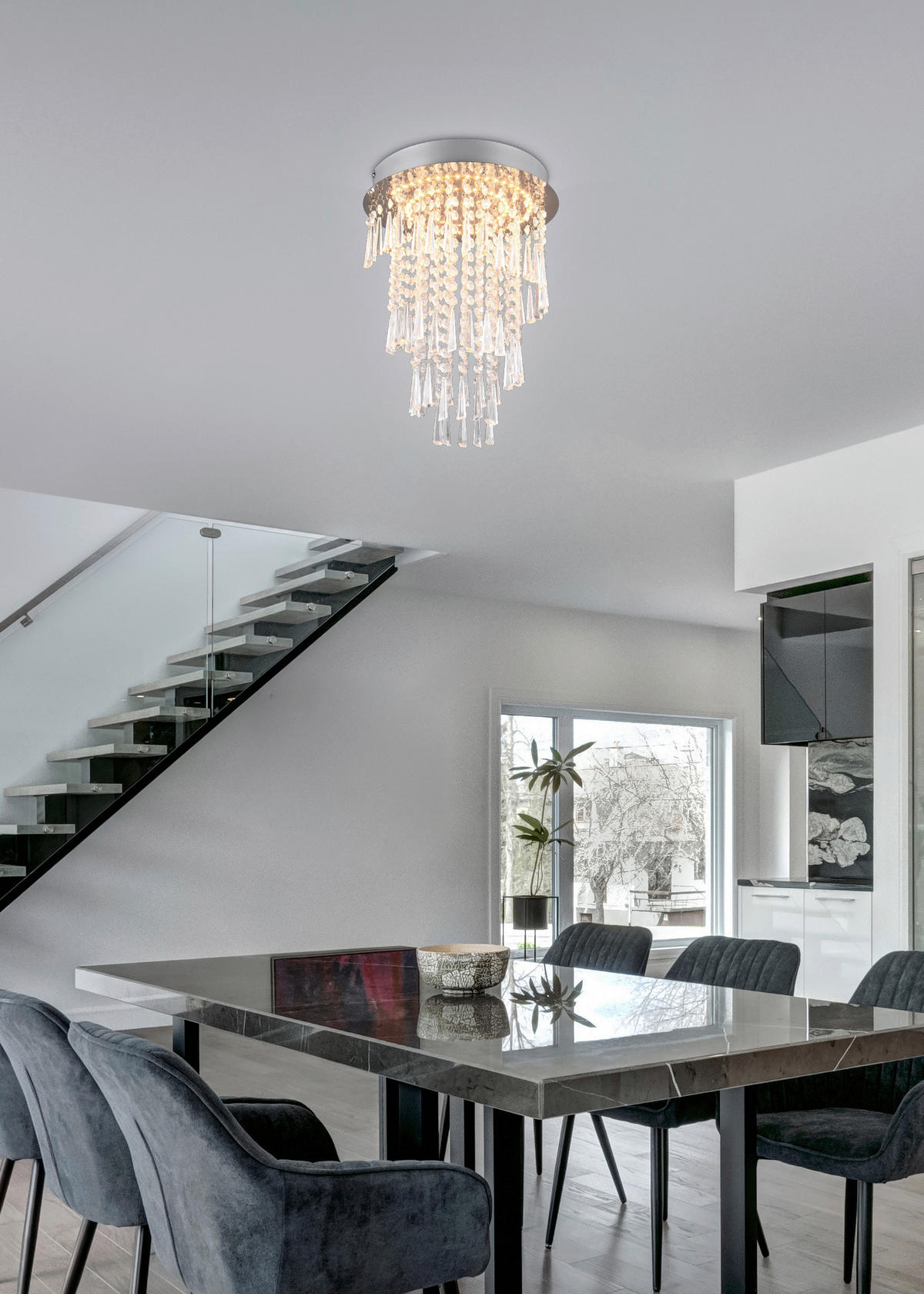 LED-DECKENLEUCHTE  30.0/40.0 cm    - Chromfarben/Transparent, Konventionell, Kunststoff/Metall (30.0/40.0cm)