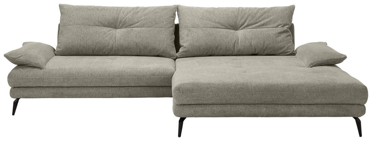 HÖRNSOFFA i flatväv taupe  - svart/taupe, Klassisk, metall/textil (294/176cm) - MID.YOU