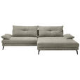 ECKSOFA in Flachgewebe Taupe  - Taupe/Schwarz, KONVENTIONELL, Textil/Metall (294/176cm) - Carryhome