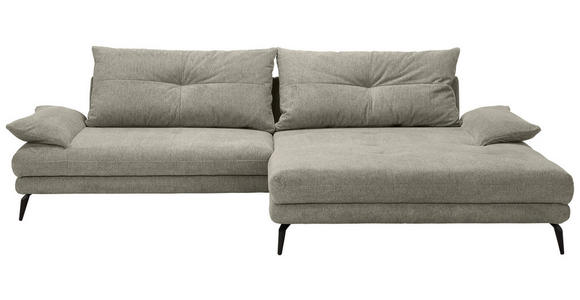 ECKSOFA in Flachgewebe Taupe  - Taupe/Schwarz, KONVENTIONELL, Textil/Metall (294/176cm) - Carryhome