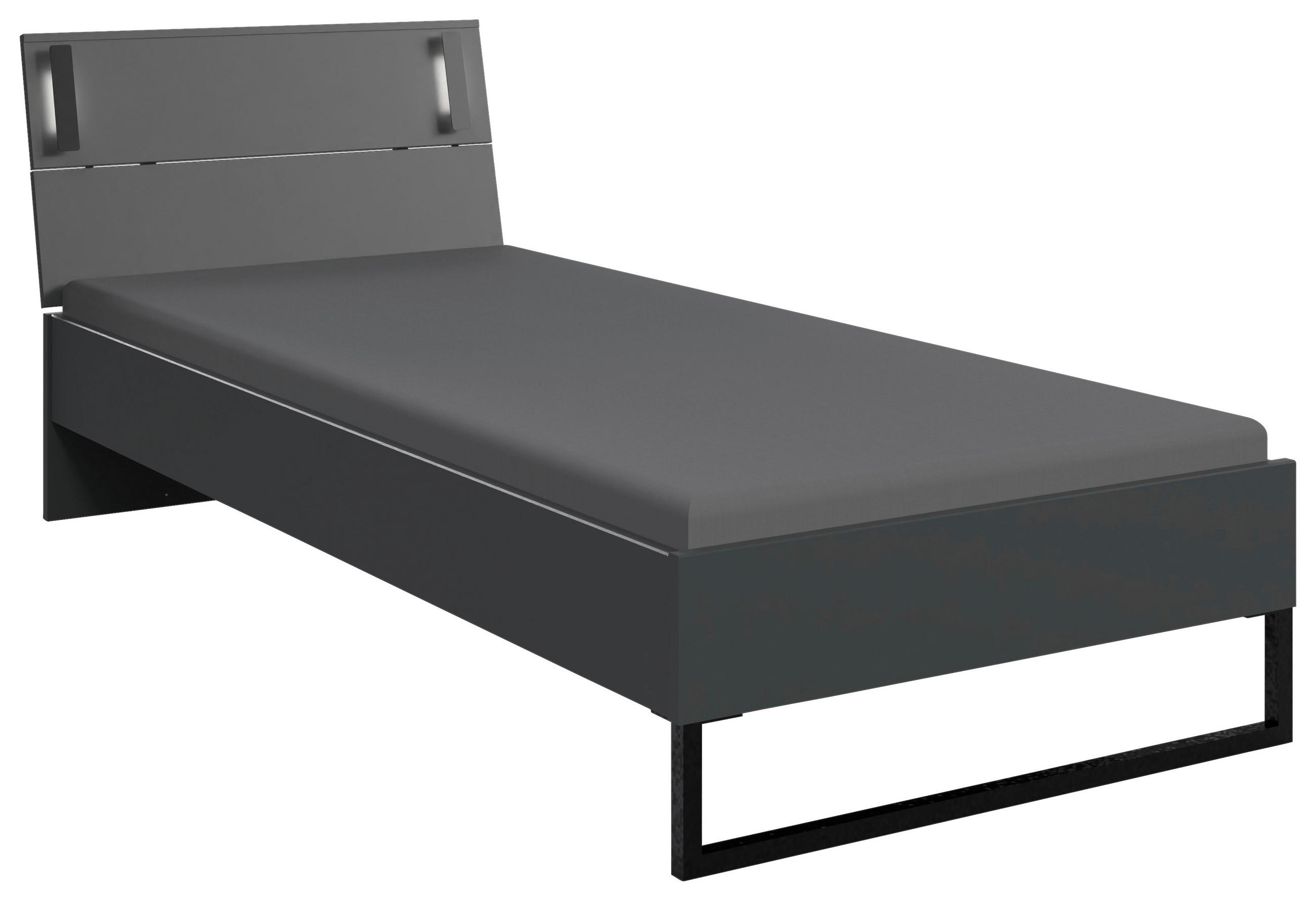 BETT 90/200 cm  in Graphitfarben  - Schwarz/Graphitfarben, Design, Metall (90/200cm) - Carryhome