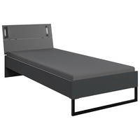 BETT 90/200 cm  Graphitfarben   - Schwarz/Graphitfarben, Design, Holzwerkstoff/Metall (90/200cm) - Carryhome