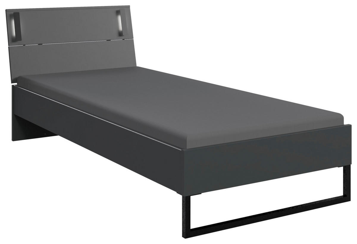BETT 90/200 cm  Graphitfarben   - Schwarz/Graphitfarben, Design, Holzwerkstoff/Metall (90/200cm) - Carryhome