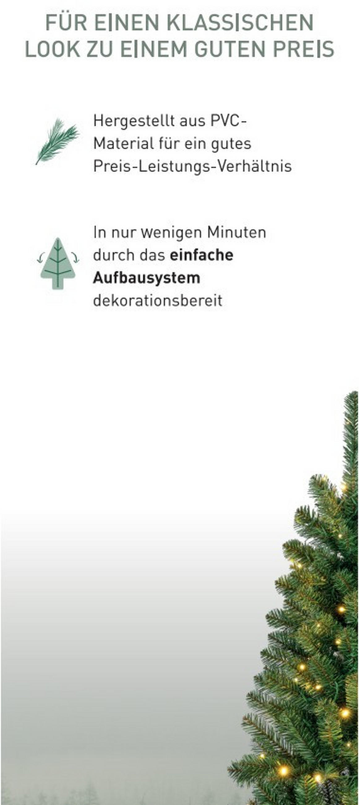 WEIHNACHTSBAUM 210 cm  - Grün, Basics, Kunststoff/Metall (126/210cm) - X-Mas