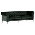 CHESTERFIELD-SOFA Dunkelgrün Samt  - Dunkelgrün/Schwarz, Trend, Textil/Metall (220/75/90cm) - Carryhome