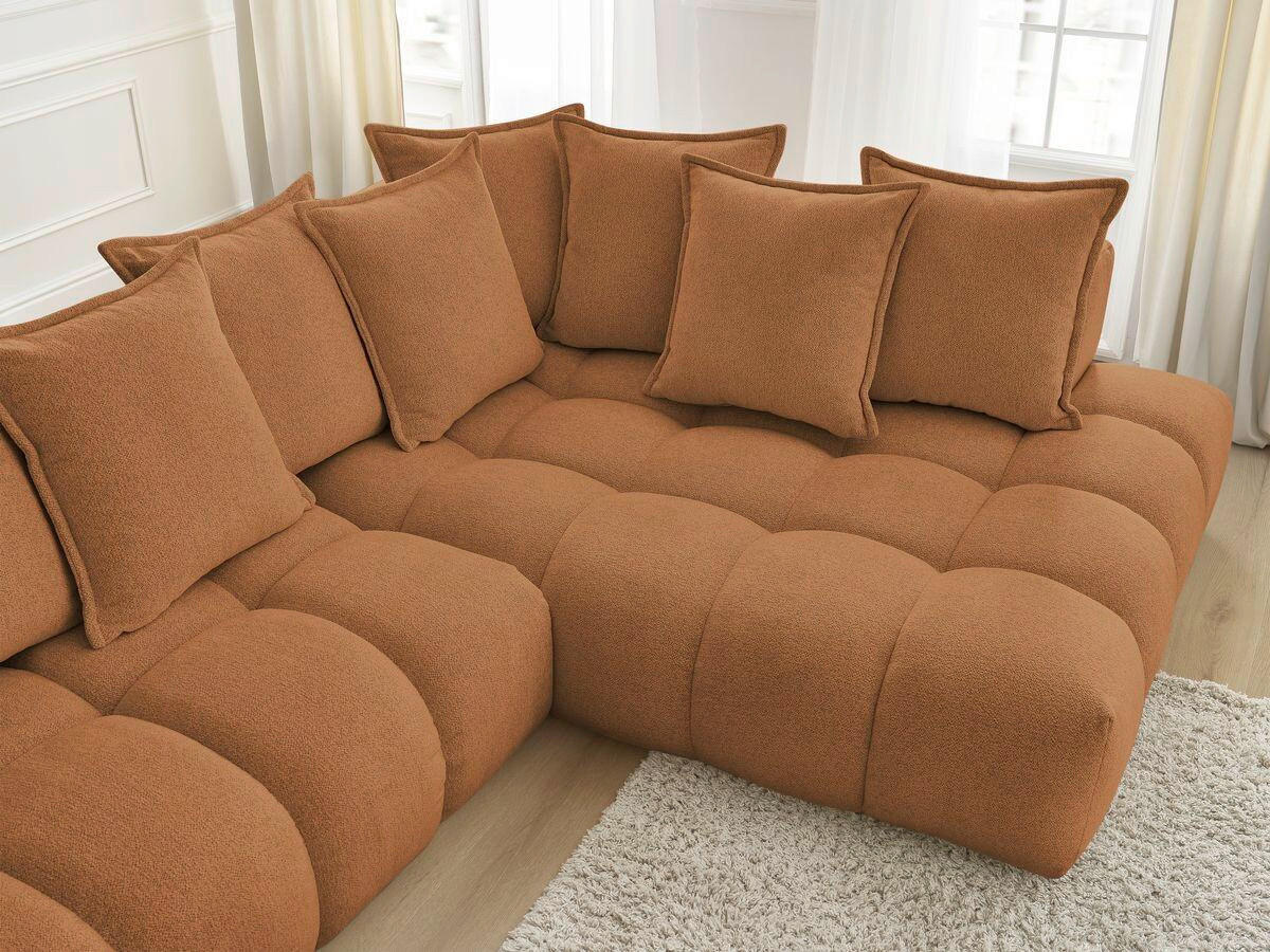 ECKSOFA Ottomane rechts  EVEREST Orange Flachgewebe  - Schwarz/Orange, MODERN, Kunststoff/Textil (352/210cm)