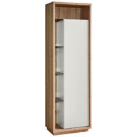 VITRINE Weiss, Eiche Artisan  58/183,5/36 cm  - Weiss/Eiche Artisan, Design, Glas/Holzwerkstoff (58/183,5/36cm) - Stylife