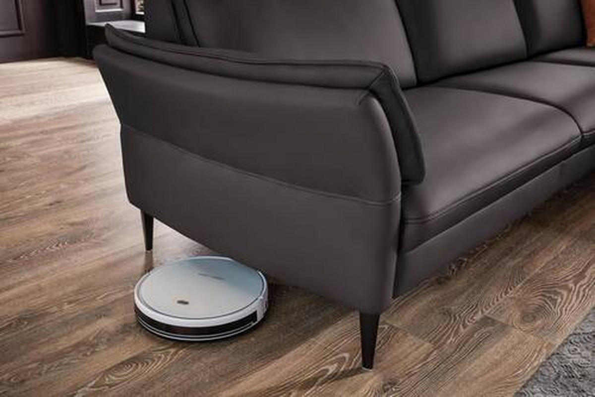 ECKSOFA in Echtleder Dunkelbraun  - Dunkelbraun/Schwarz, Design, Leder/Metall (334/172cm) - Valdera