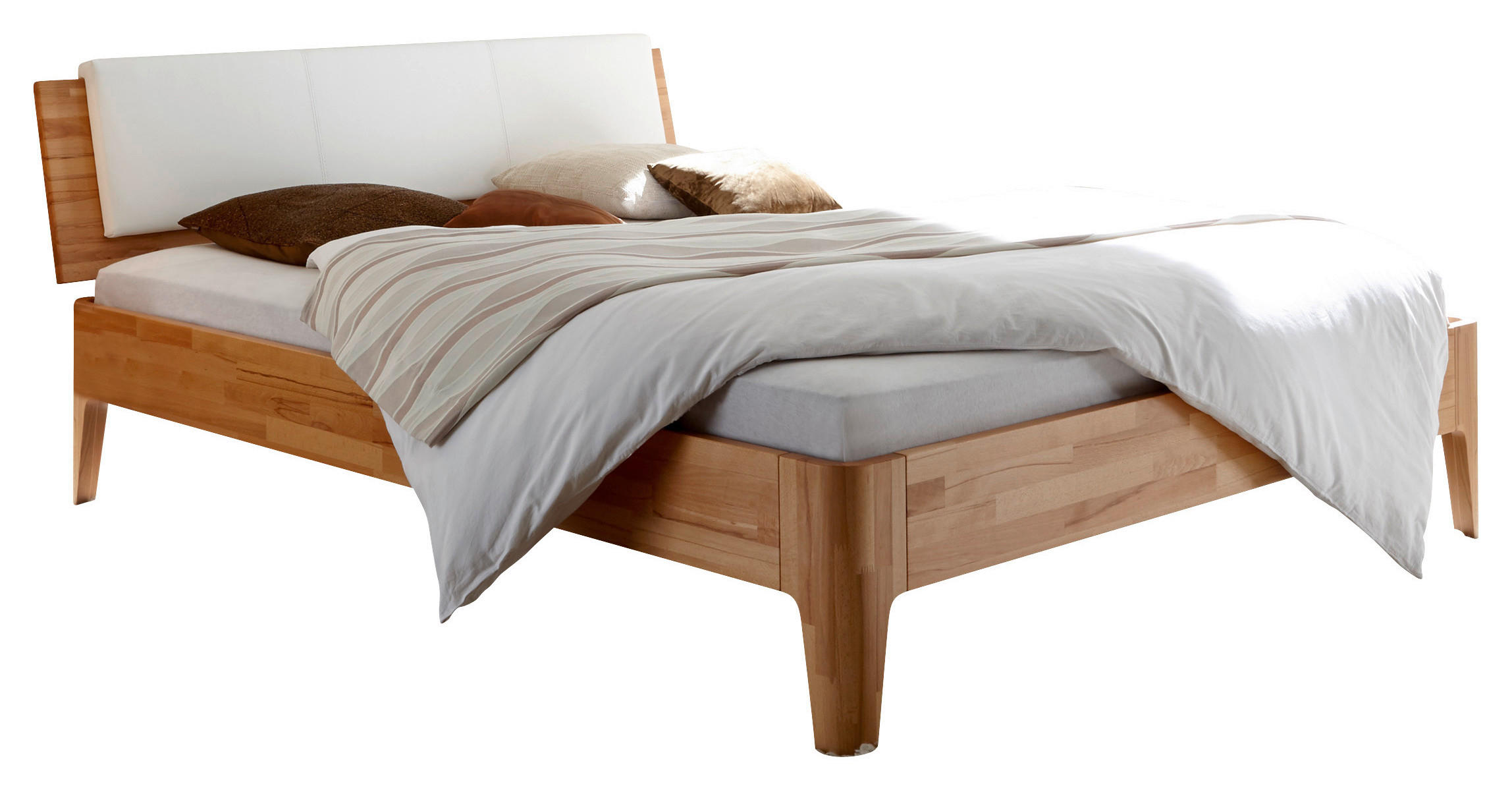BETT 160/200 cm  in Buchefarben  - Buchefarben/Weiß, Design, Holz/Textil (160/200cm) - Hasena