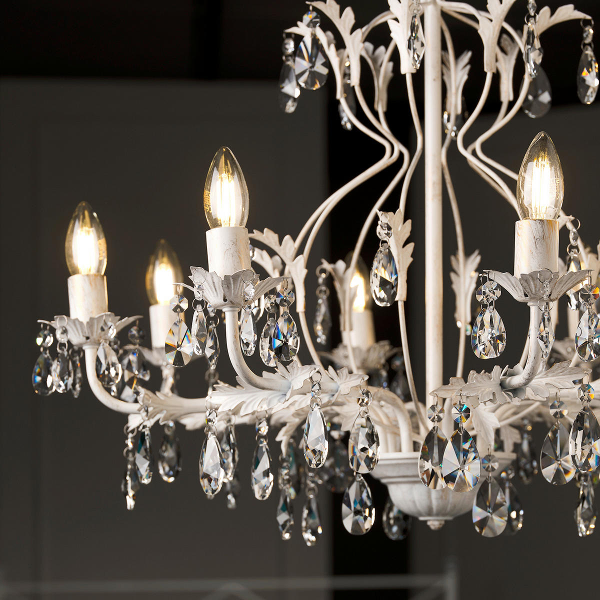 KRISTALNA VISEĆA SVJETILJKA    70/70/105 cm    Ivory  - bijela, Konvencionalno, staklo/metal (70/70/105cm)