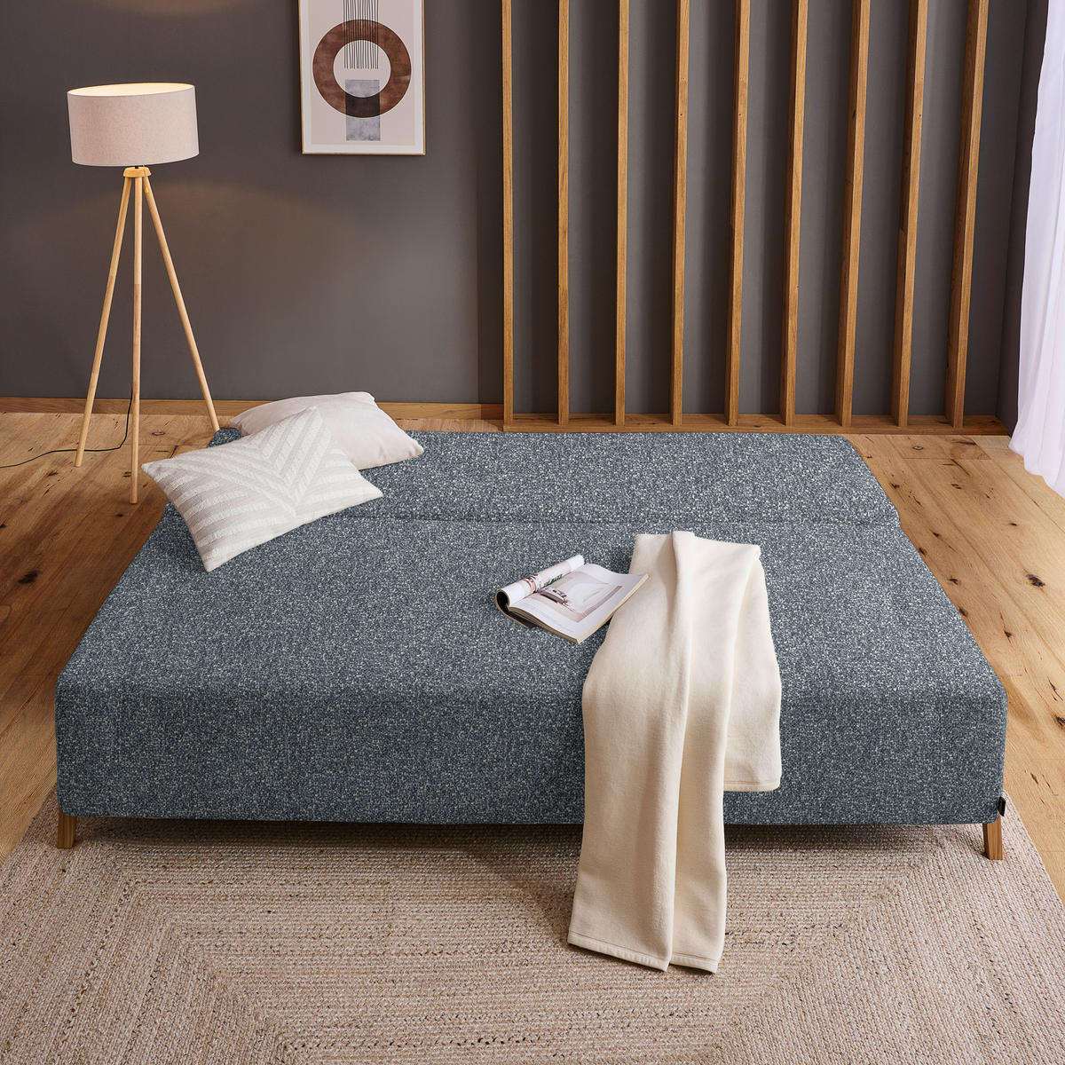 SCHLAFSOFA in Textil Dunkelgrau  - Dunkelgrau/Naturfarben, Design, Holz/Textil (211/88/102cm) - Niels Andersson