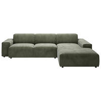 ECKSOFA 9125 Grün Cord  - Schwarz/Grün, Design, Kunststoff/Textil (300/189cm) - Pure Home Lifestyle