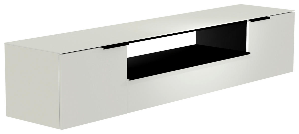 LOWBOARD 210/41/45 cm  - Weiss/Schwarz, Design, Glas/Holzwerkstoff (210/41/45cm) - Moderano