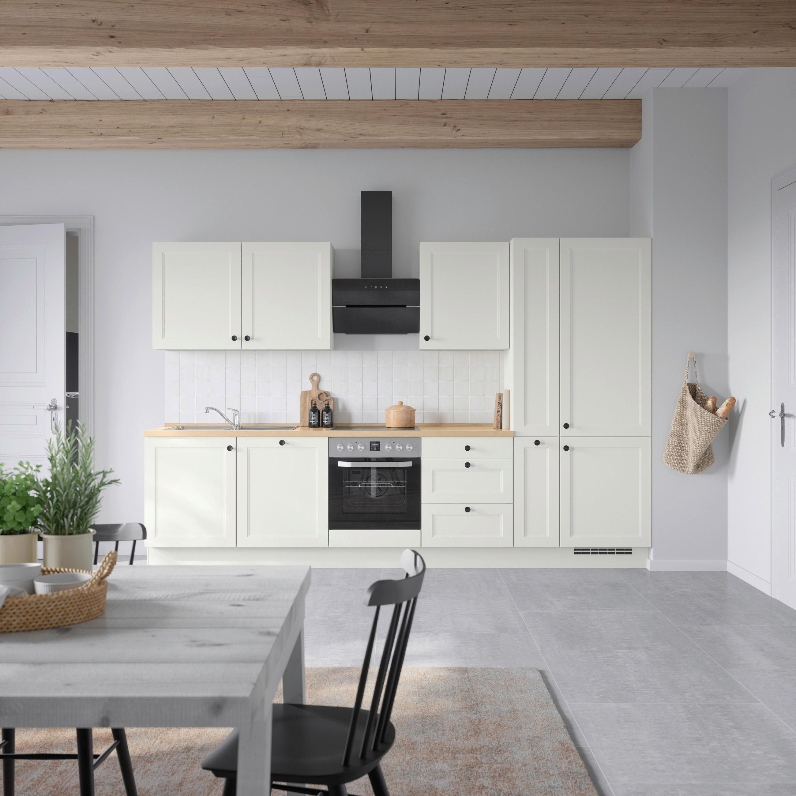 KÜCHENBLOCK 330 cm   in Weiß, Eichefarben  - Eichefarben/Schwarz, MODERN, Holzwerkstoff/Metall (330cm) - Nobilia