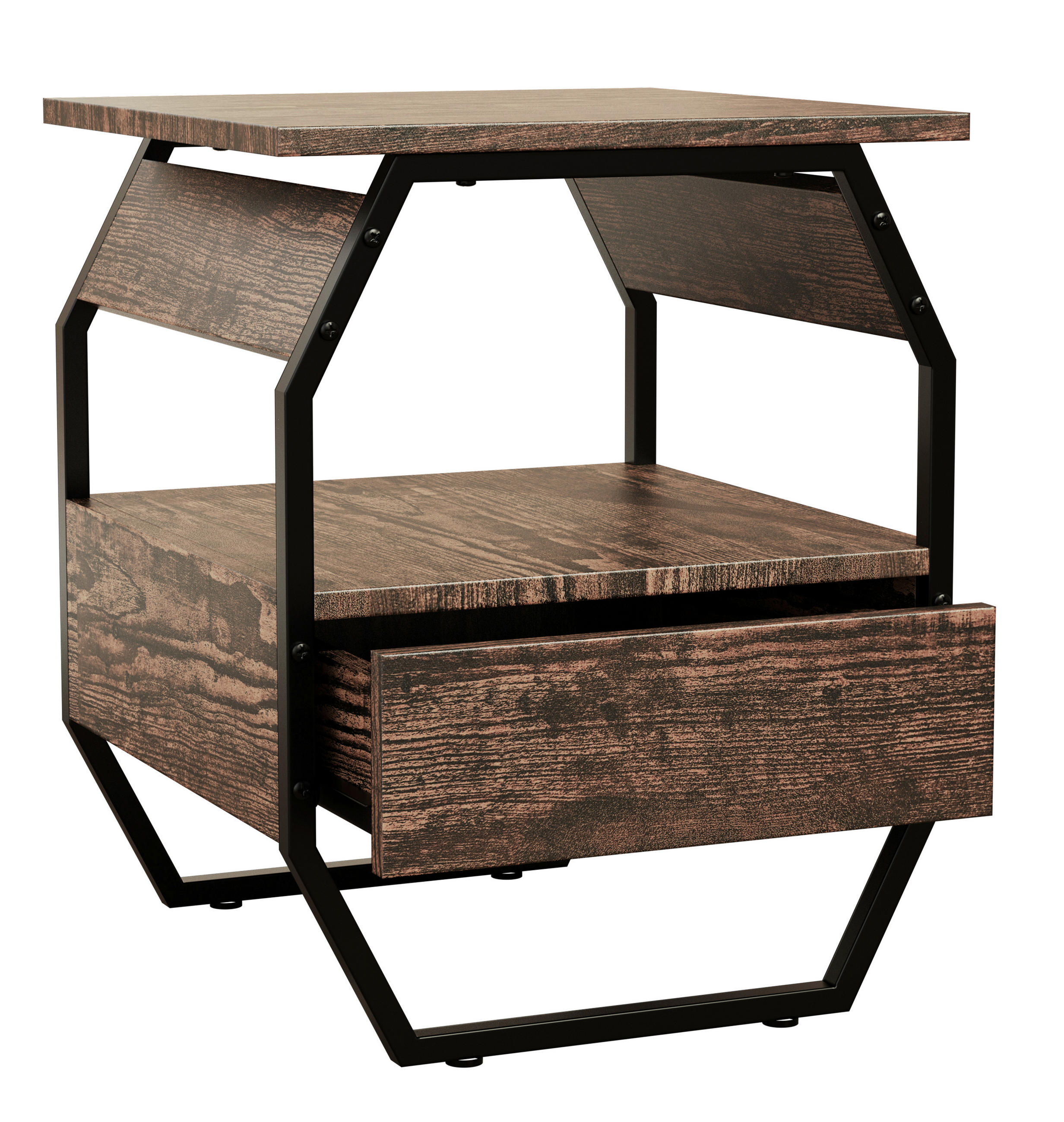 NACHTSCHRANK 40/50/40 cm  - Eichefarben/Schwarz, MODERN, Holzwerkstoff/Metall (40/50/40cm) - MID.YOU