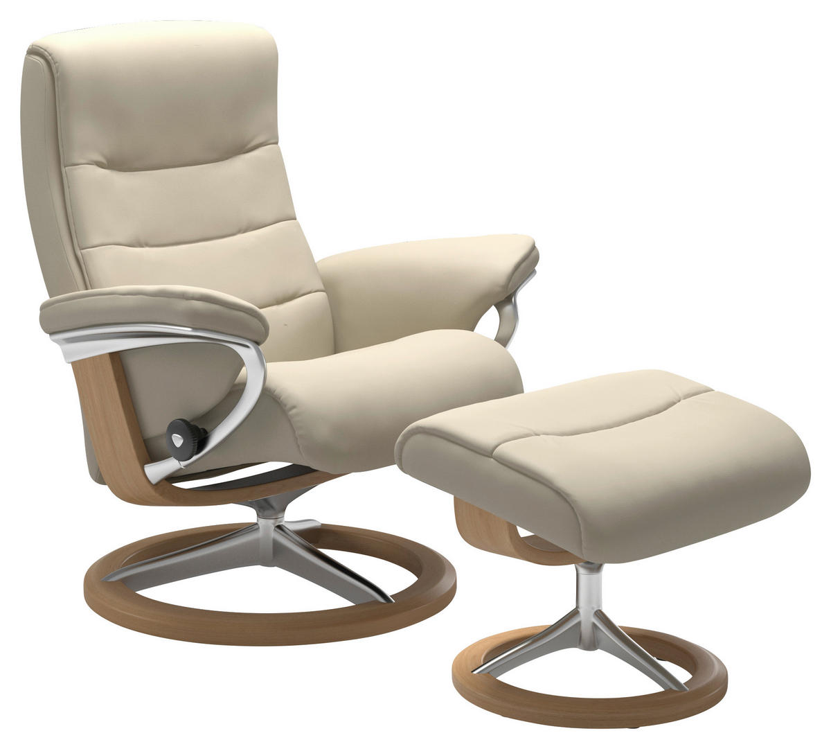 RELAXSESSELSET Echtleder Hocker    - Wengefarben/Creme, KONVENTIONELL, Leder/Holz (84/102/76cm) - Stressless
