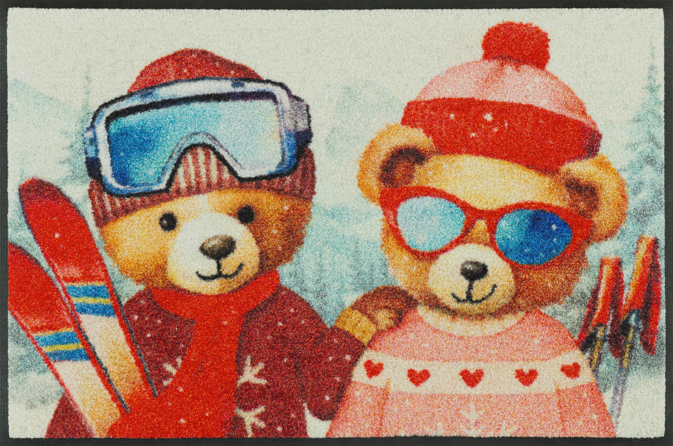 FUSSMATTE 50/75 cm Ski Bears  - Multicolor, Trend, Kunststoff/Textil (50/75cm) - wash+dry