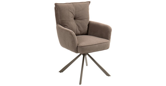 ARMLEHNSTUHL  Sitzfläche 180° drehbar, automatische Rückholfunktion Feincord  - Braun, Design, Textil/Metall (61/95/67cm) - Novel